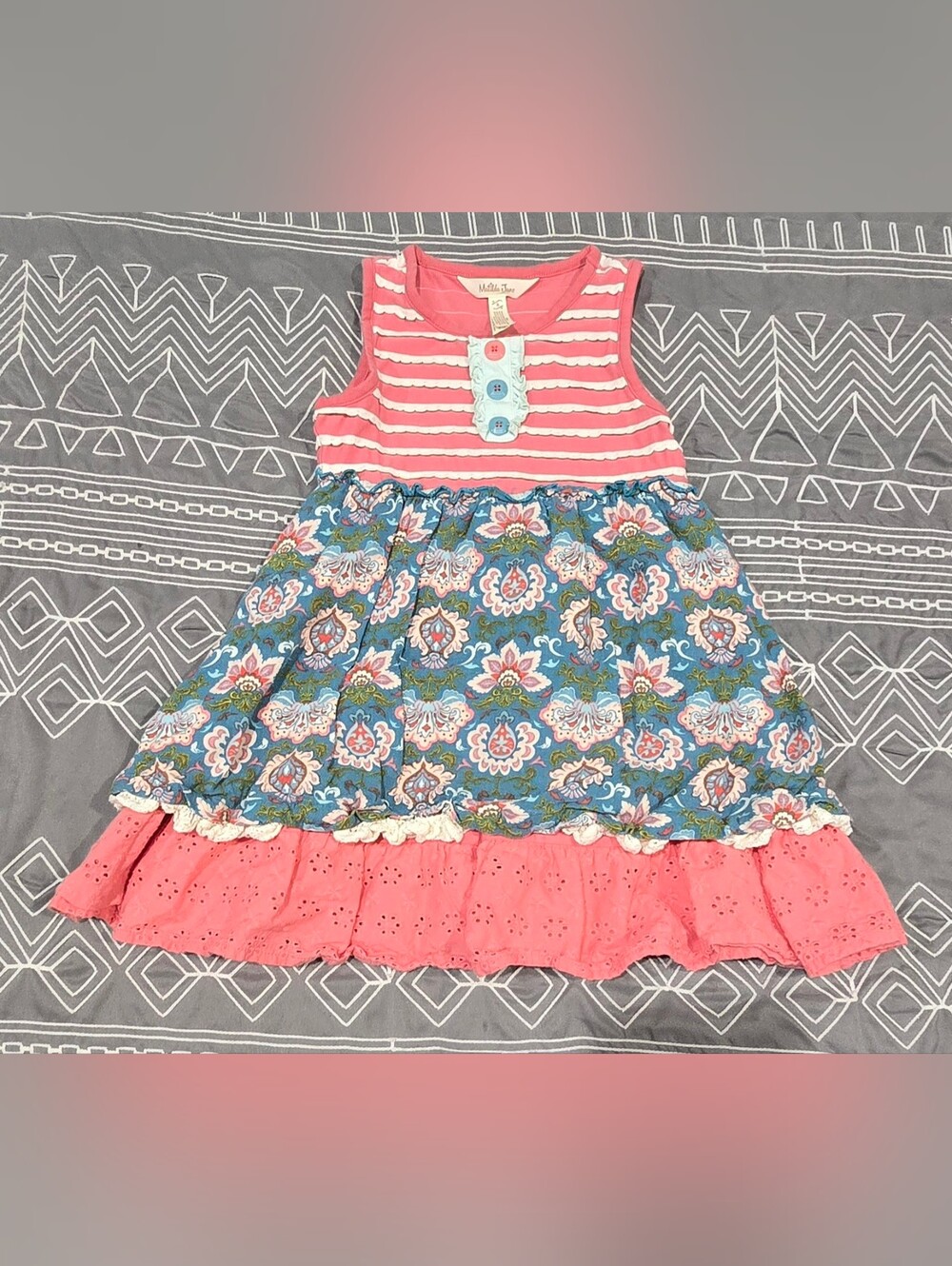 Matilda Jane Enchanted Garden Striped And Floral Dress Size Toddler 4